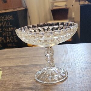 Jeanette Glass Windsor Pattern Compote Dish On Pedestal 1936